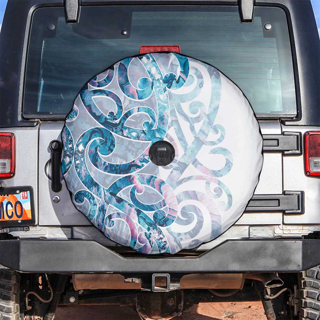 Turquoise Paua Shell Maori Spare Tire Cover Koru Kowhaiwhai - Polynesian Pride