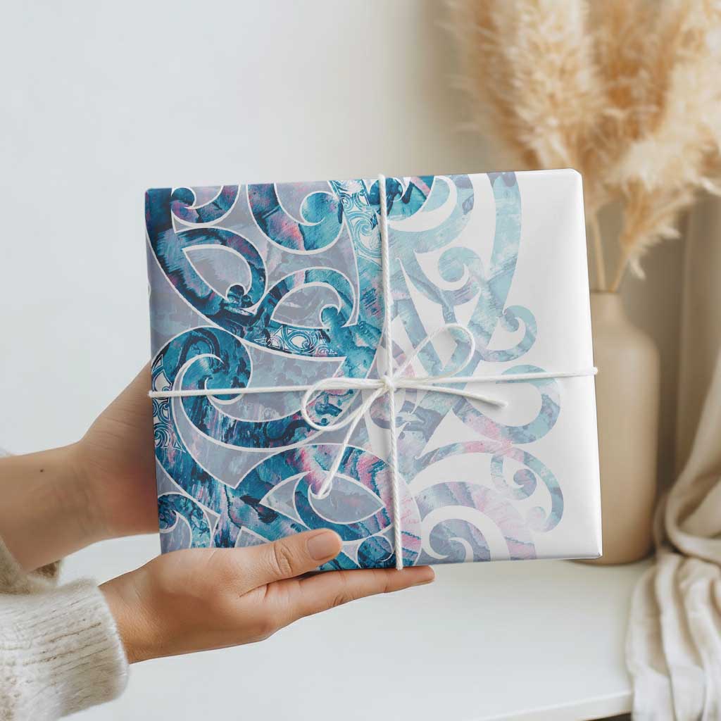 Turquoise Paua Shell Maori Wrapping Paper Koru Kowhaiwhai