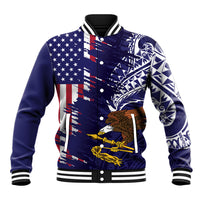 American Samoa Mix US Baseball Jacket Flag Day Grunge Style LT7 Unisex Blue - Polynesian Pride