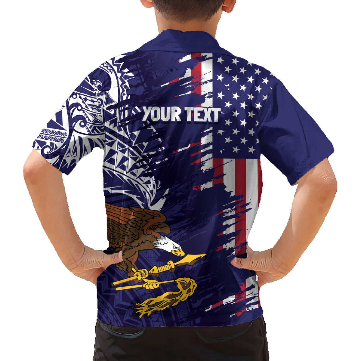 American Samoa Mix US Family Matching Short Sleeve Bodycon Dress and Hawaiian Shirt Flag Day Grunge Style LT7 - Polynesian Pride