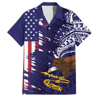 American Samoa Mix US Hawaiian Shirt Flag Day Grunge Style LT7 Blue - Polynesian Pride