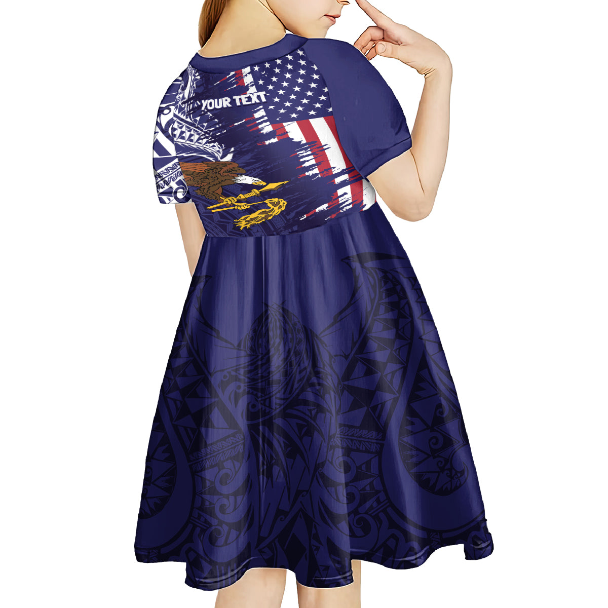 American Samoa Mix US Kid Short Sleeve Dress Flag Day Grunge Style LT7 - Polynesian Pride