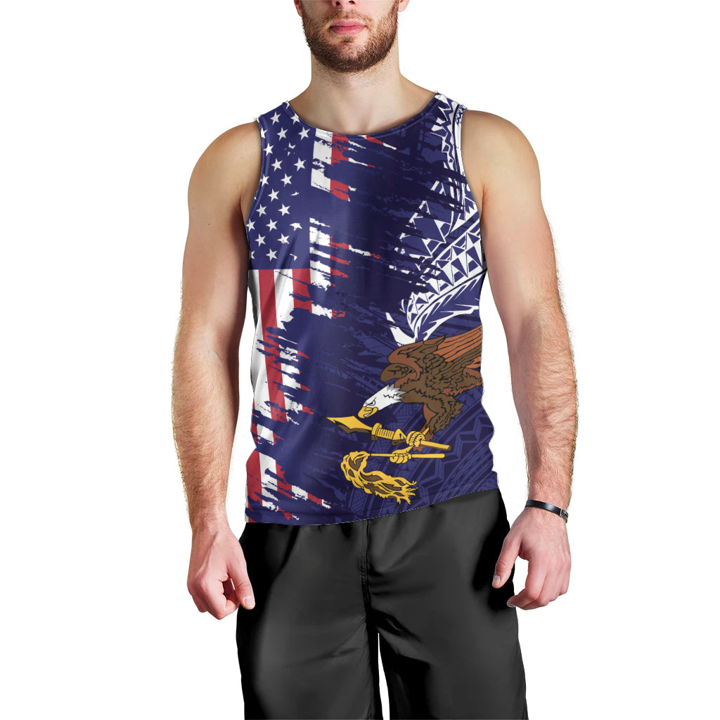 American Samoa Mix US Men Tank Top Flag Day Grunge Style LT7 - Polynesian Pride