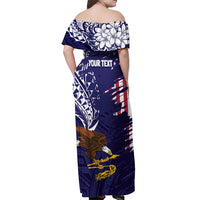 American Samoa Mix US Off Shoulder Maxi Dress Flag Day Grunge Style LT7 - Polynesian Pride