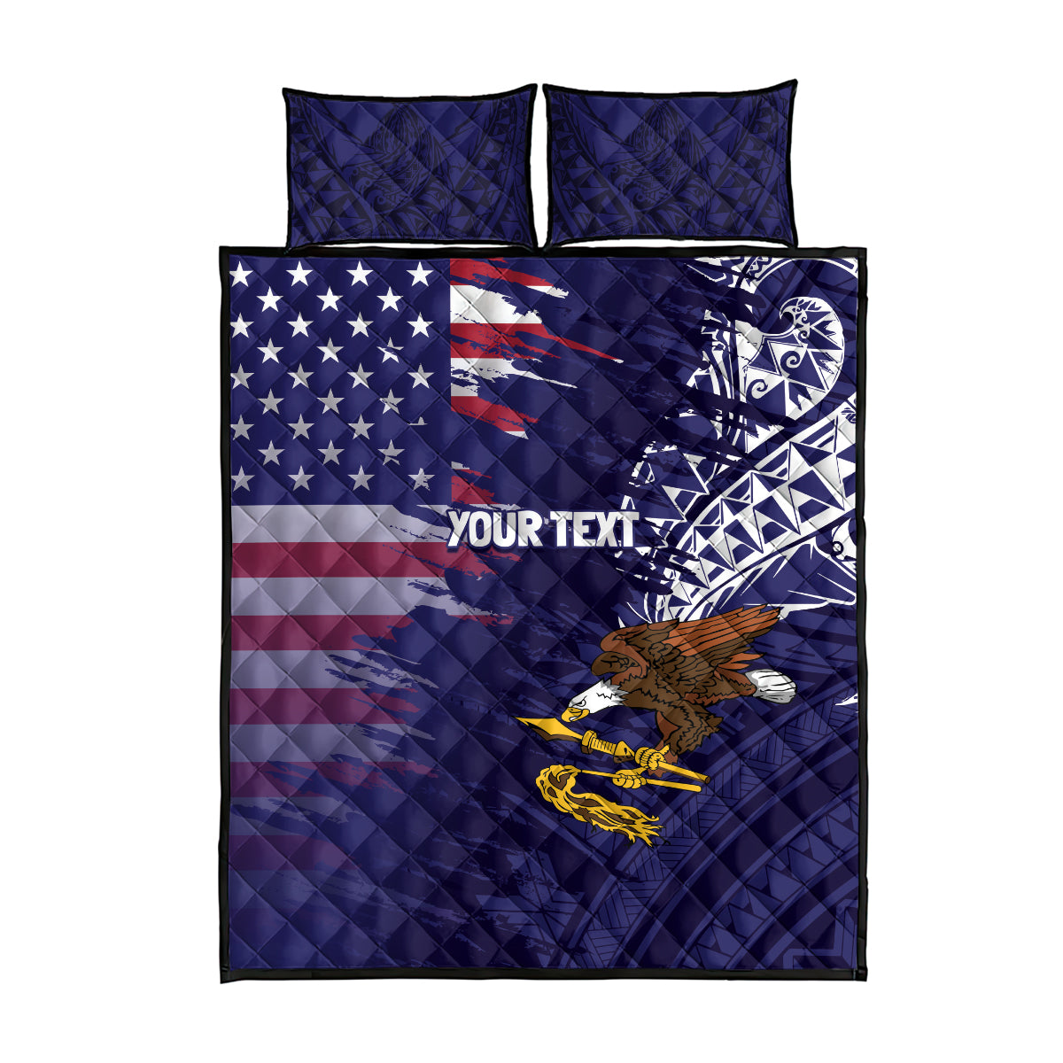 American Samoa Mix US Quilt Bed Set Flag Day Grunge Style