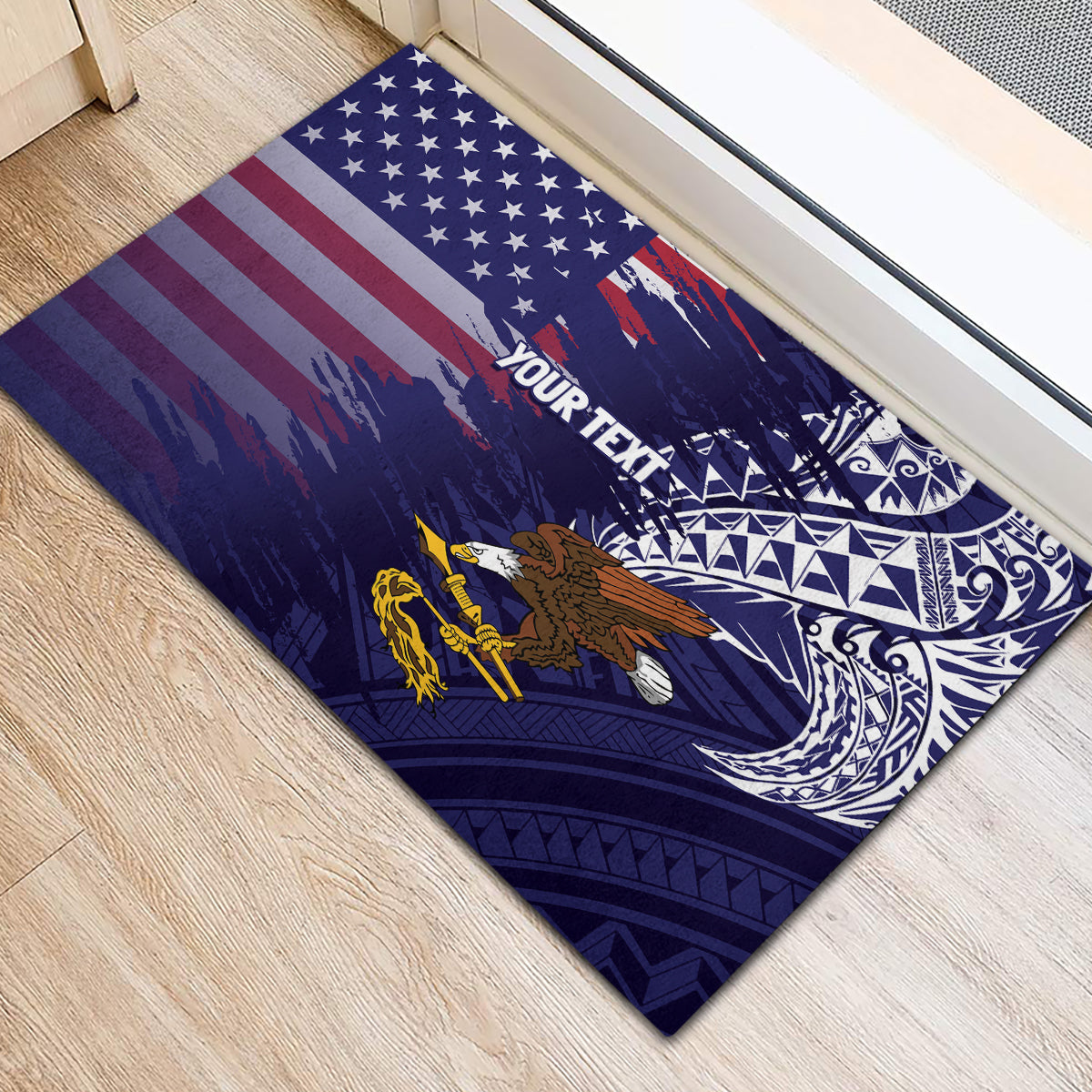 American Samoa Mix US Rubber Doormat Flag Day Grunge Style