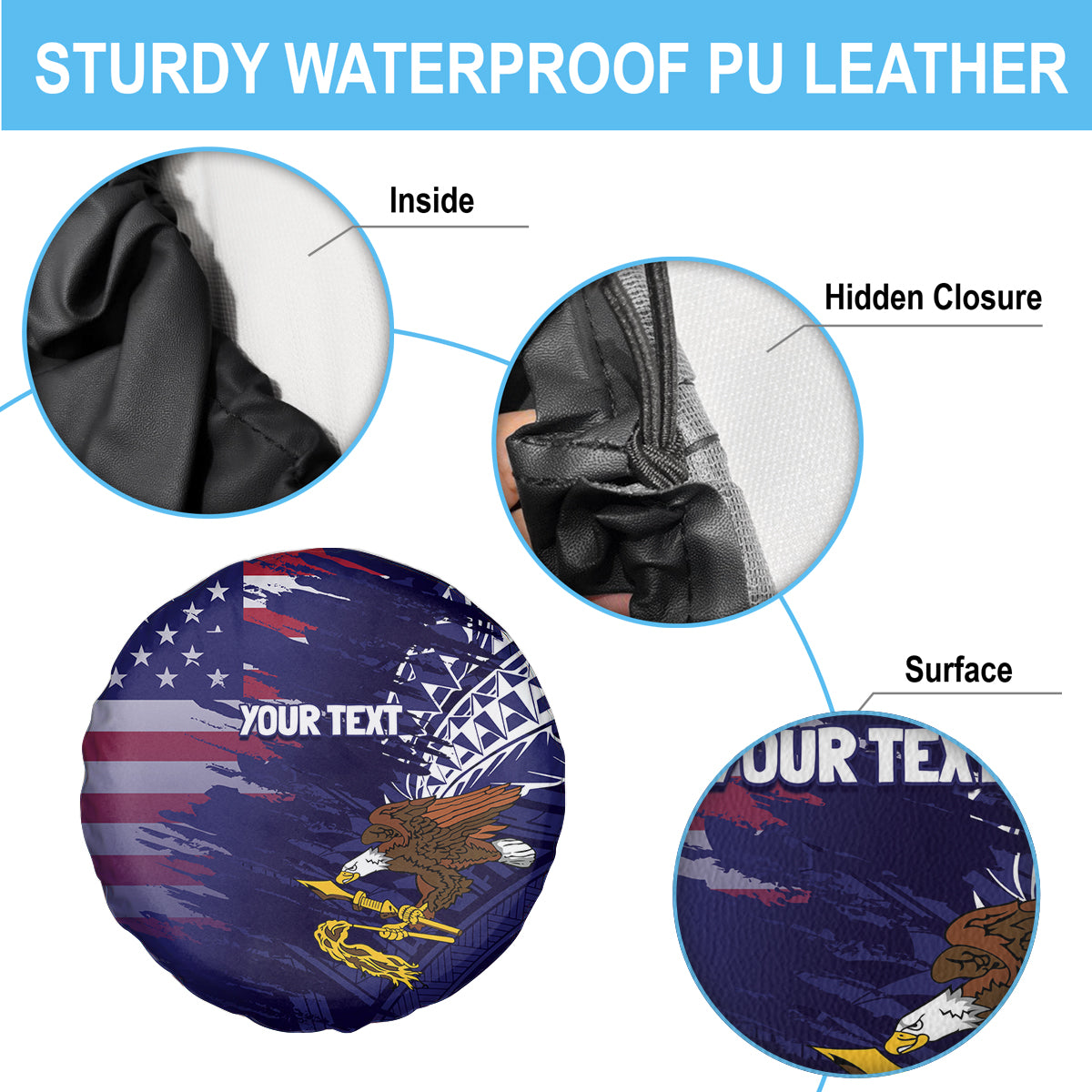 American Samoa Mix US Spare Tire Cover Flag Day Grunge Style