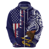 American Samoa Mix US Zip Hoodie Flag Day Grunge Style LT7 - Polynesian Pride