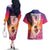 Guam Chamorro Couples Matching Off The Shoulder Long Sleeve Dress and Hawaiian Shirt Artsy Latte Stone