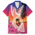 Guam Chamorro Family Matching Off The Shoulder Long Sleeve Dress and Hawaiian Shirt Artsy Latte Stone
