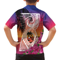 Guam Chamorro Family Matching Off Shoulder Maxi Dress and Hawaiian Shirt Artsy Latte Stone