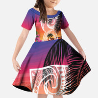 Guam Chamorro Family Matching Short Sleeve Bodycon Dress and Hawaiian Shirt Artsy Latte Stone LT7 Daughter's Dress Art - Polynesian Pride