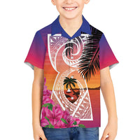 Guam Chamorro Family Matching Tank Maxi Dress and Hawaiian Shirt Artsy Latte Stone