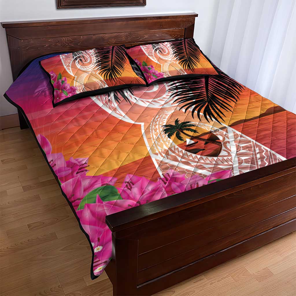 Guam Chamorro Quilt Bed Set Artsy Latte Stone