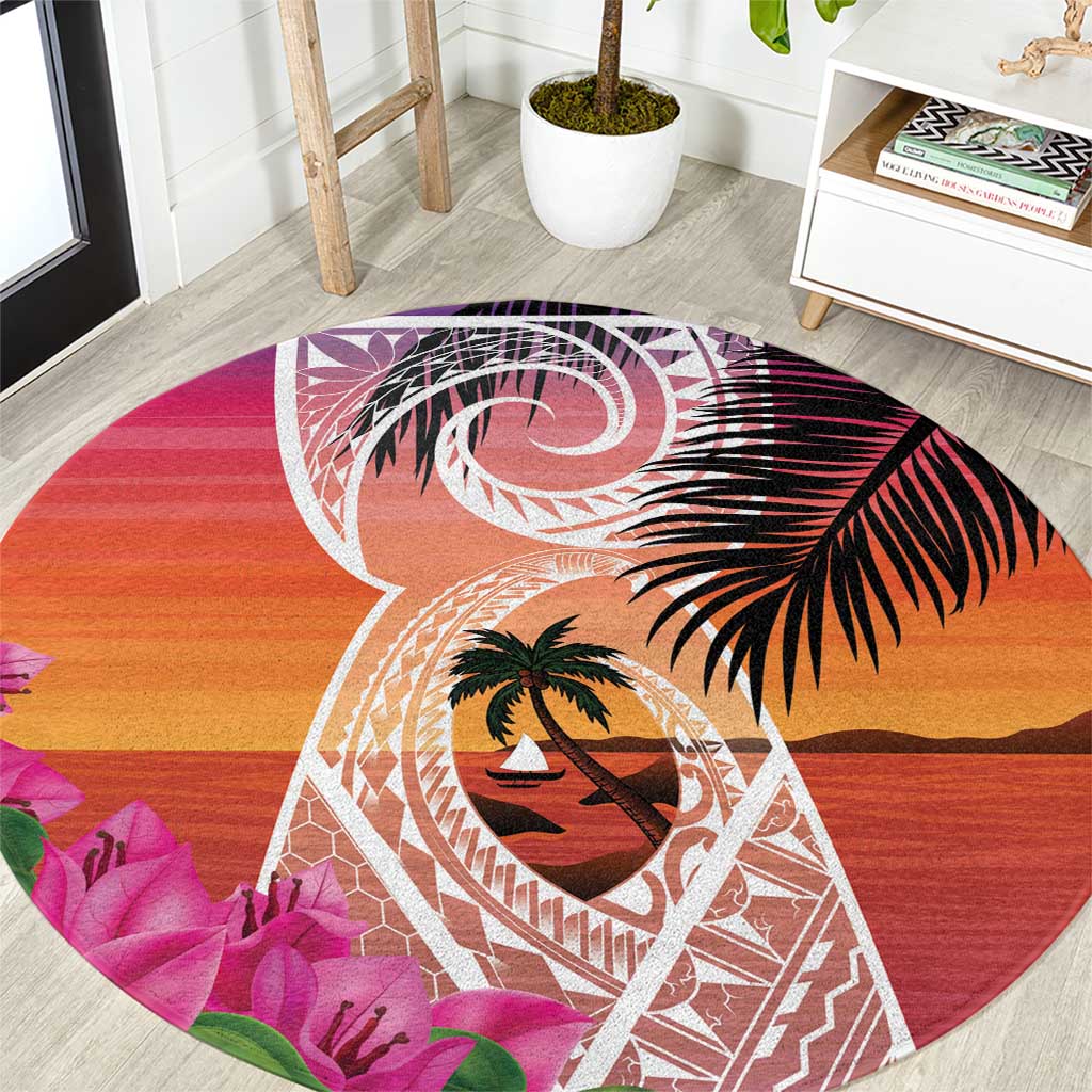 Guam Chamorro Round Carpet Artsy Latte Stone