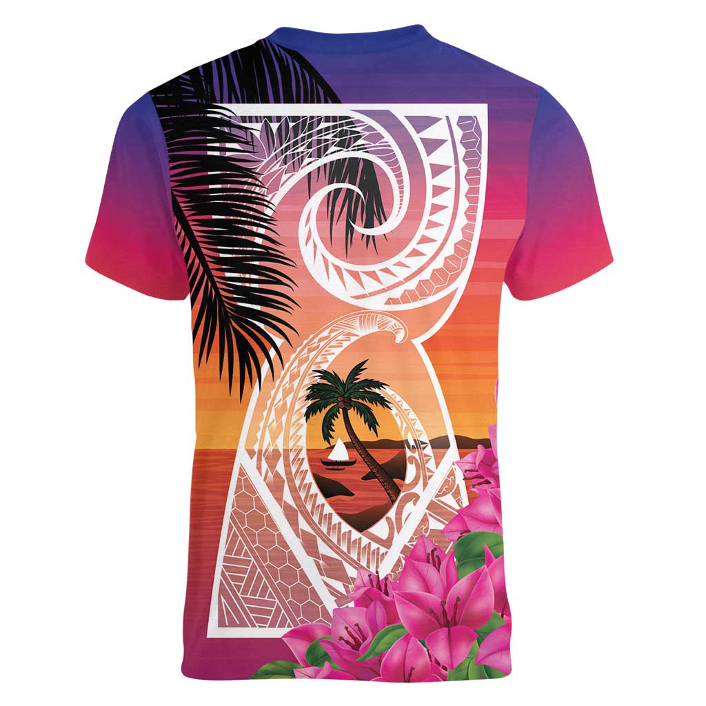 Guam Chamorro Women V-Neck T-Shirt Artsy Latte Stone