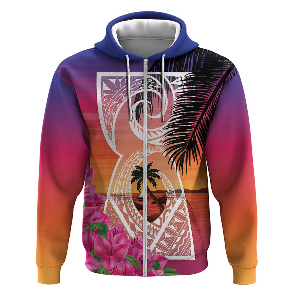 Guam Chamorro Zip Hoodie Artsy Latte Stone