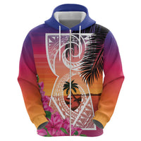 Guam Chamorro Zip Hoodie Artsy Latte Stone