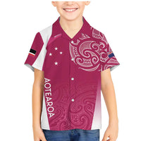 Personalised New Zealand Rugby Family Matching Mermaid Dress and Hawaiian Shirt Aotearoa Champions - Pink Version LT7 Son's Shirt Pink - Polynesian Pride
