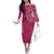 Personalised New Zealand Rugby Family Matching Off The Shoulder Long Sleeve Dress and Hawaiian Shirt Aotearoa Champions - Pink Version