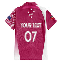 Personalised New Zealand Rugby Family Matching Off Shoulder Short Dress and Hawaiian Shirt Aotearoa Champions - Pink Version LT7 - Polynesian Pride