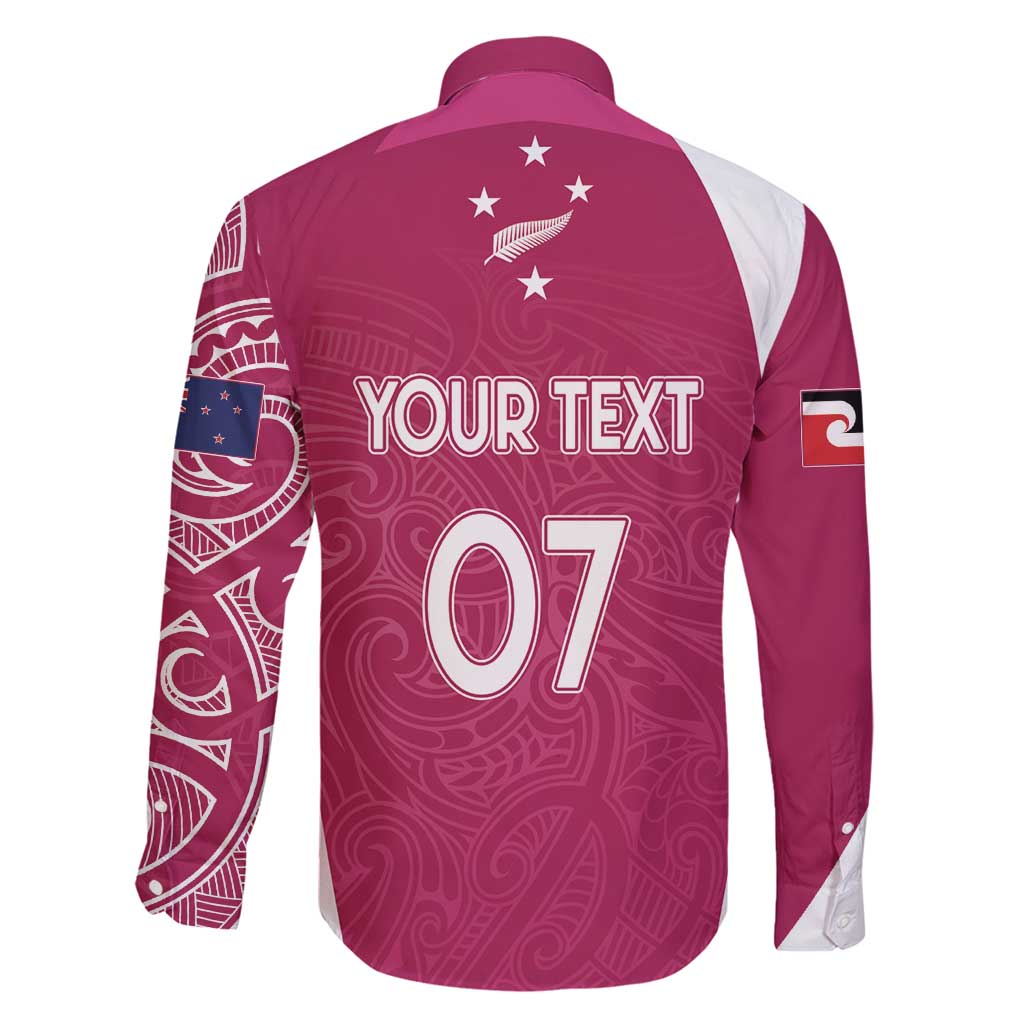Personalised New Zealand Rugby Family Matching Off Shoulder Short Dress and Hawaiian Shirt Aotearoa Champions - Pink Version LT7 - Polynesian Pride