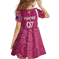 Personalised New Zealand Rugby Family Matching Short Sleeve Bodycon Dress and Hawaiian Shirt Aotearoa Champions - Pink Version LT7 - Polynesian Pride