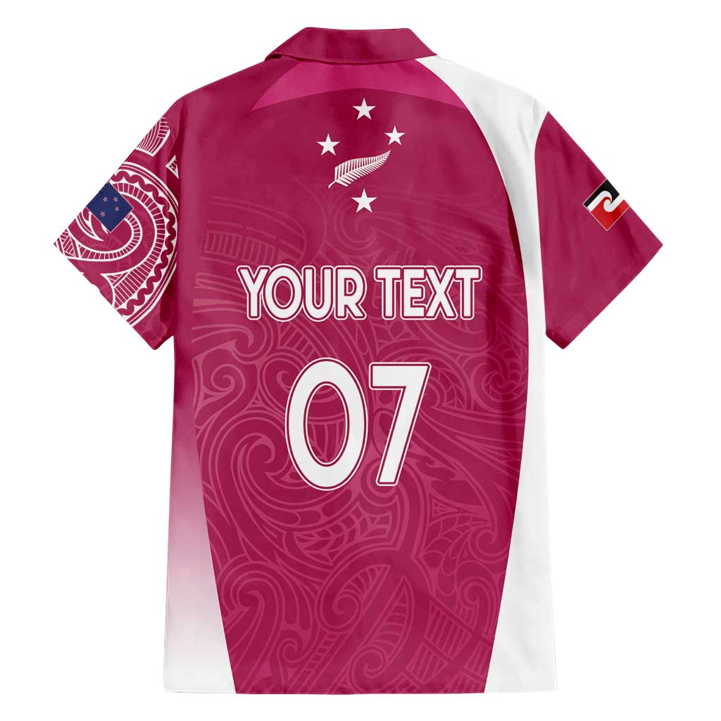 Personalised New Zealand Rugby Family Matching Short Sleeve Bodycon Dress and Hawaiian Shirt Aotearoa Champions - Pink Version LT7 - Polynesian Pride