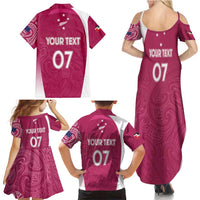 Personalised New Zealand Rugby Family Matching Summer Maxi Dress and Hawaiian Shirt Aotearoa Champions - Pink Version LT7 - Polynesian Pride
