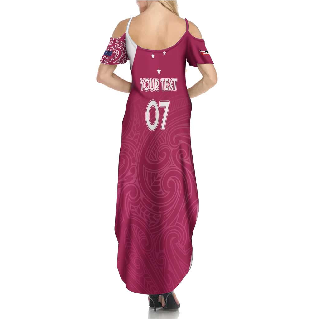 Personalised New Zealand Rugby Family Matching Summer Maxi Dress and Hawaiian Shirt Aotearoa Champions - Pink Version LT7 - Polynesian Pride