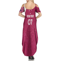 Personalised New Zealand Rugby Family Matching Summer Maxi Dress and Hawaiian Shirt Aotearoa Champions - Pink Version LT7 - Polynesian Pride
