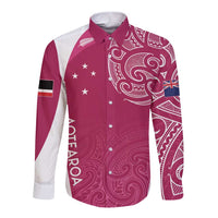 Personalised New Zealand Rugby Long Sleeve Button Shirt Aotearoa Champions - Pink Version LT7 Unisex Pink - Polynesian Pride