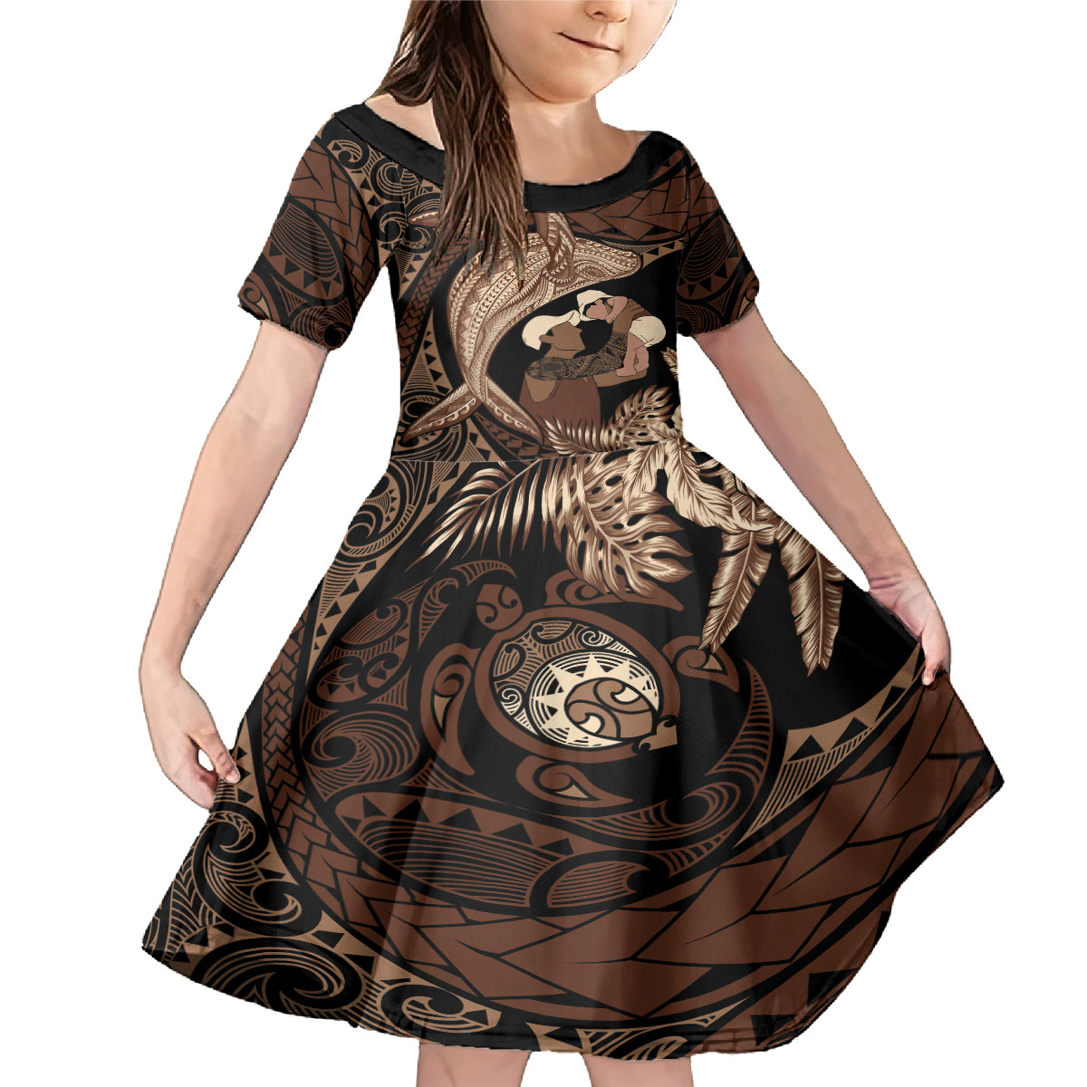 Father's Day Polynesian Pattern Family Matching Mermaid Dress and Hawaiian Shirt Tropical Humpback Whale
