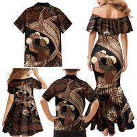 Father's Day Polynesian Pattern Family Matching Mermaid Dress and Hawaiian Shirt Tropical Humpback Whale