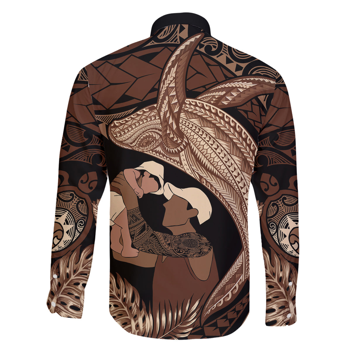 Father's Day Polynesian Pattern Family Matching Mermaid Dress and Hawaiian Shirt Tropical Humpback Whale