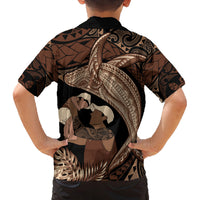 Father's Day Polynesian Pattern Family Matching Tank Maxi Dress and Hawaiian Shirt Tropical Humpback Whale