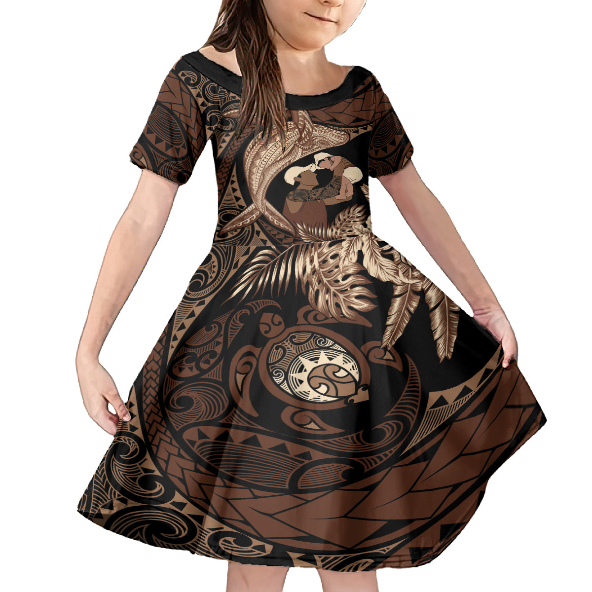 Father's Day Polynesian Pattern Family Matching Tank Maxi Dress and Hawaiian Shirt Tropical Humpback Whale