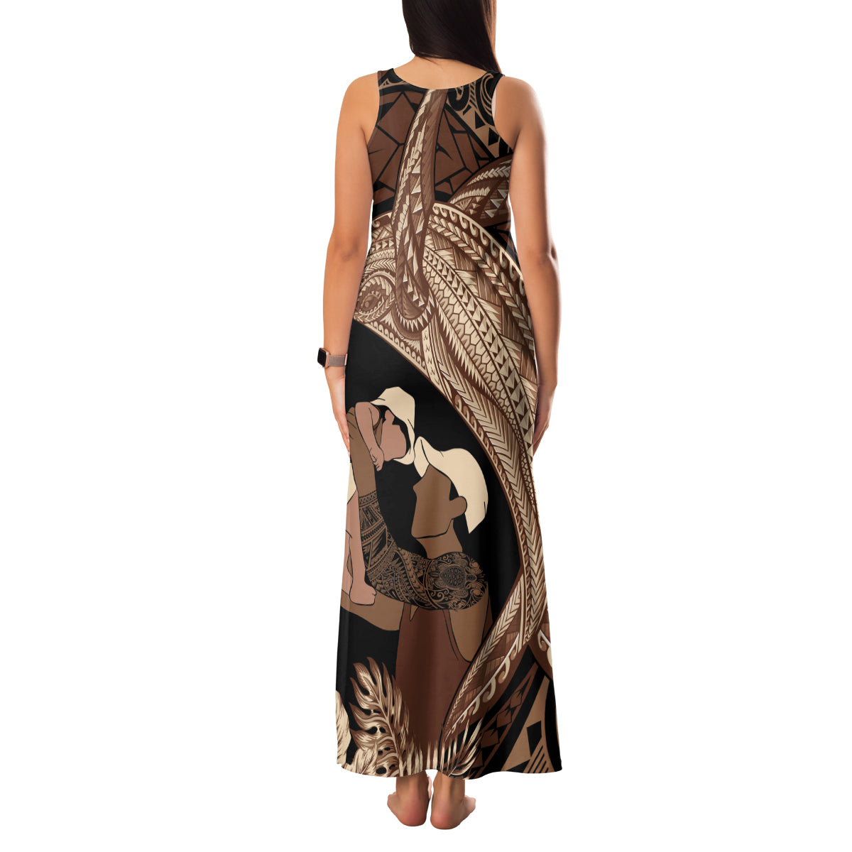 Father's Day Polynesian Pattern Family Matching Tank Maxi Dress and Hawaiian Shirt Tropical Humpback Whale