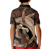 Father's Day Polynesian Pattern Kid Polo Shirt Tropical Humpback Whale