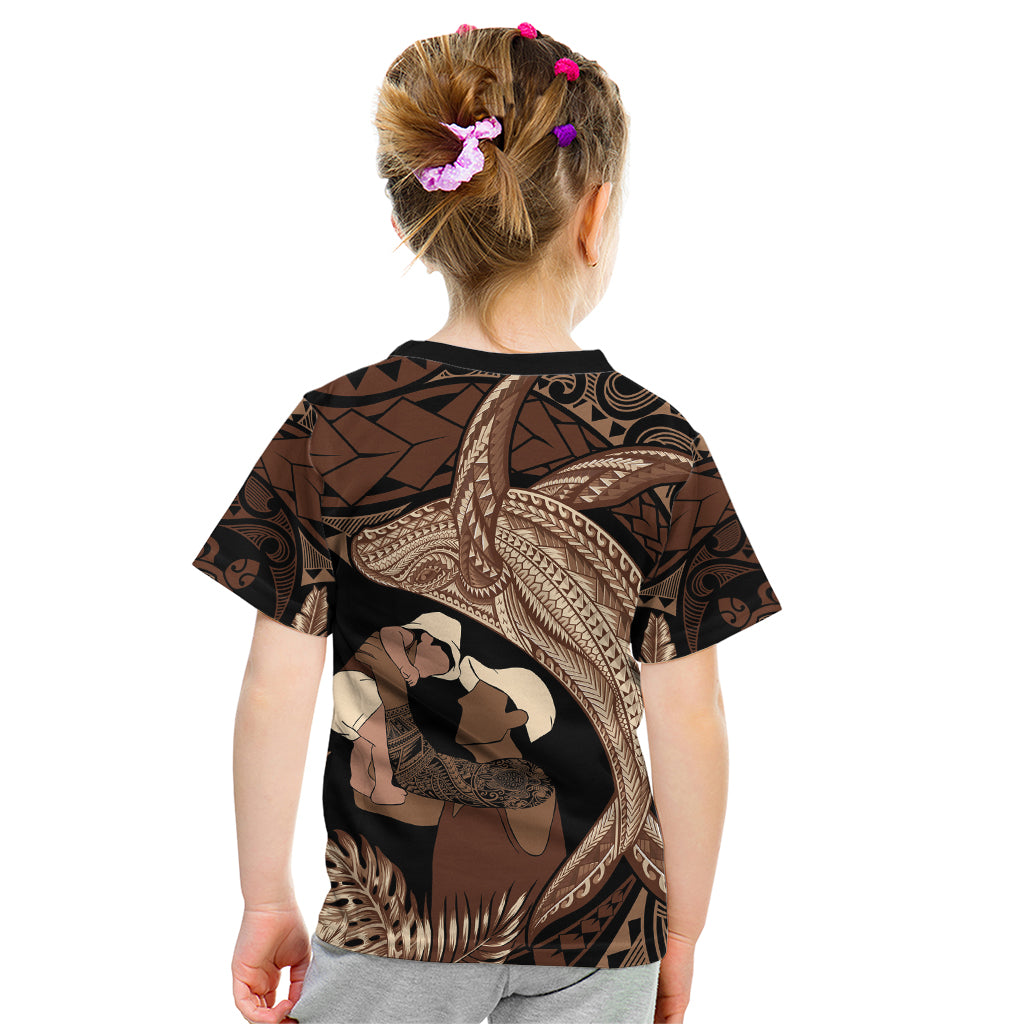 Father's Day Polynesian Pattern Kid T Shirt Tropical Humpback Whale