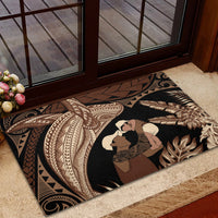 Father's Day Polynesian Pattern Rubber Doormat Tropical Humpback Whale