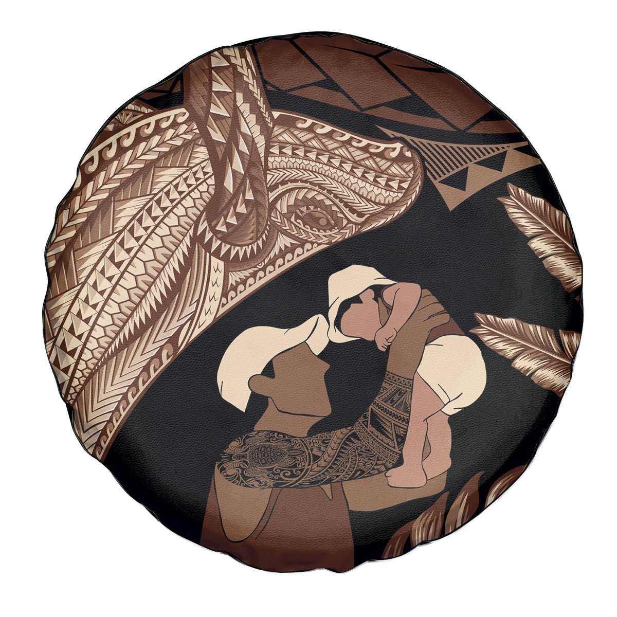 Father's Day Polynesian Pattern Spare Tire Cover Tropical Humpback Whale