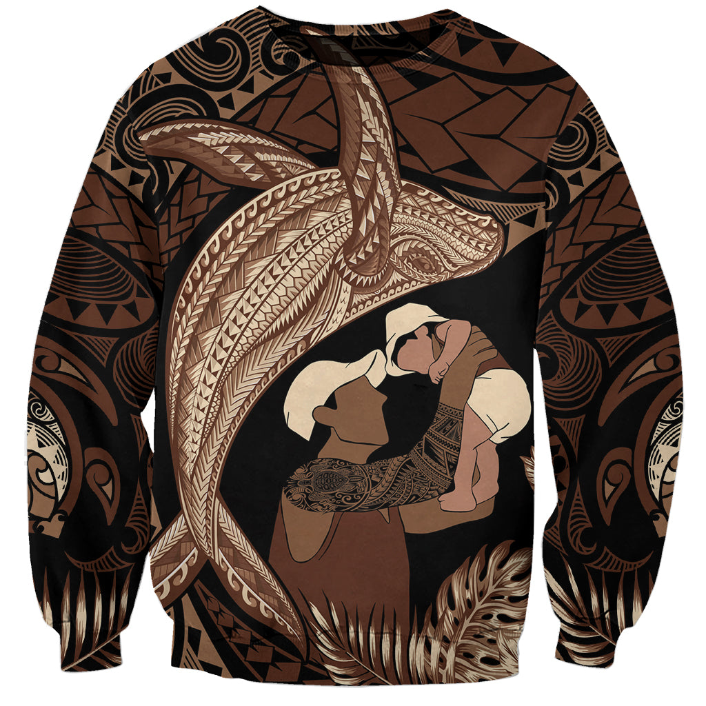 Father's Day Polynesian Pattern Sweatshirt Tropical Humpback Whale