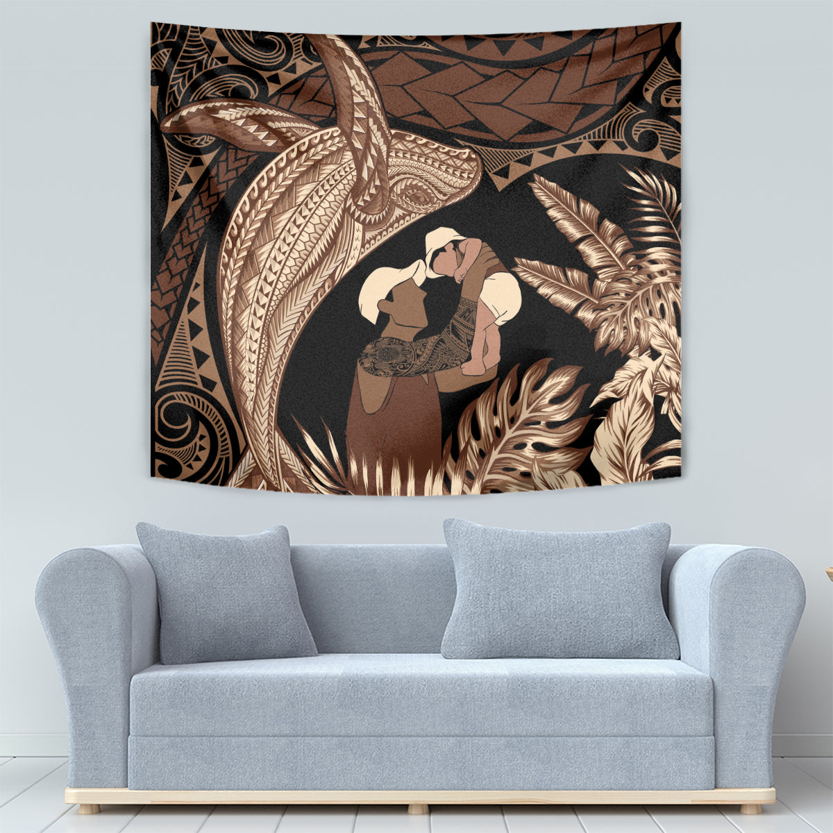 Father's Day Polynesian Pattern Tapestry Tropical Humpback Whale