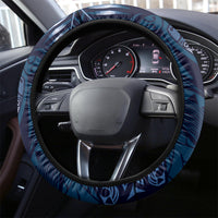 Father's Day Polynesian Pattern Steering Wheel Cover Tropical Humpback Whale - Navy
