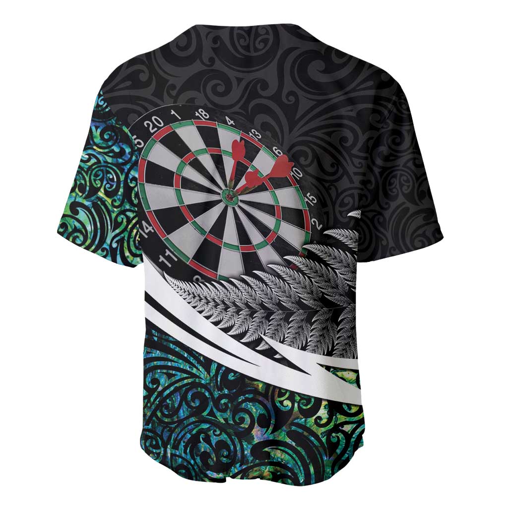 Personalized NZ Darts Baseball Jersey Paua Shell Maori Koru Whakairo - Polynesian Pride