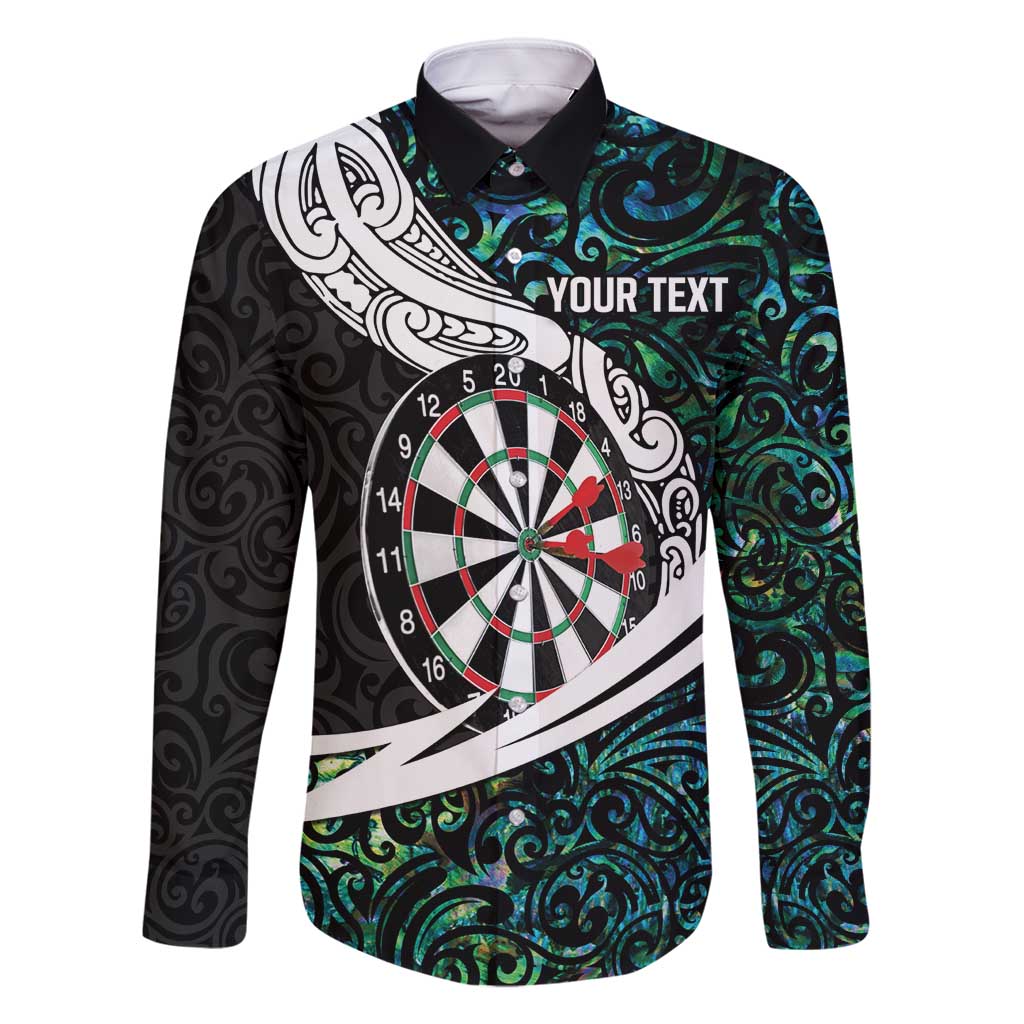 Personalized NZ Darts Family Matching Long Sleeve Bodycon Dress and Hawaiian Shirt Paua Shell Maori Koru Whakairo - Polynesian Pride