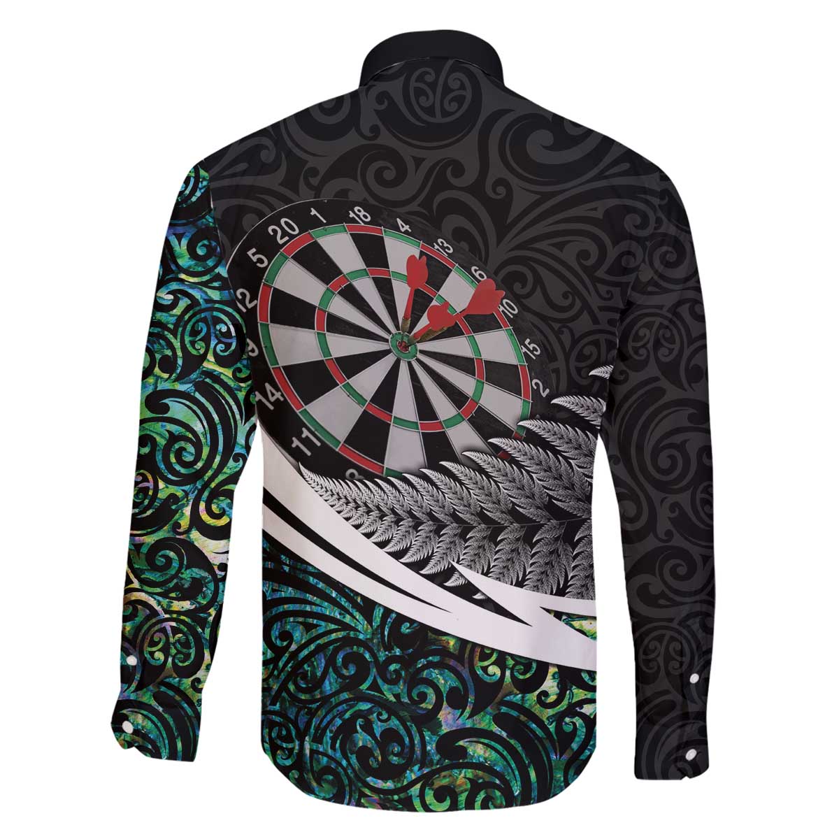 Personalized NZ Darts Family Matching Off The Shoulder Long Sleeve Dress and Hawaiian Shirt Paua Shell Maori Koru Whakairo - Polynesian Pride