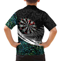 Personalized NZ Darts Family Matching Off Shoulder Short Dress and Hawaiian Shirt Paua Shell Maori Koru Whakairo - Polynesian Pride
