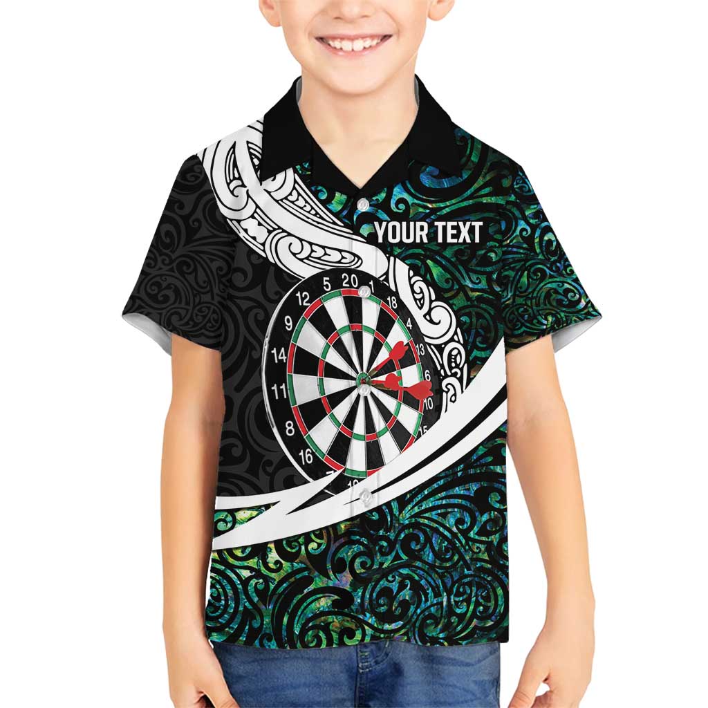Personalized NZ Darts Family Matching Off Shoulder Short Dress and Hawaiian Shirt Paua Shell Maori Koru Whakairo - Polynesian Pride